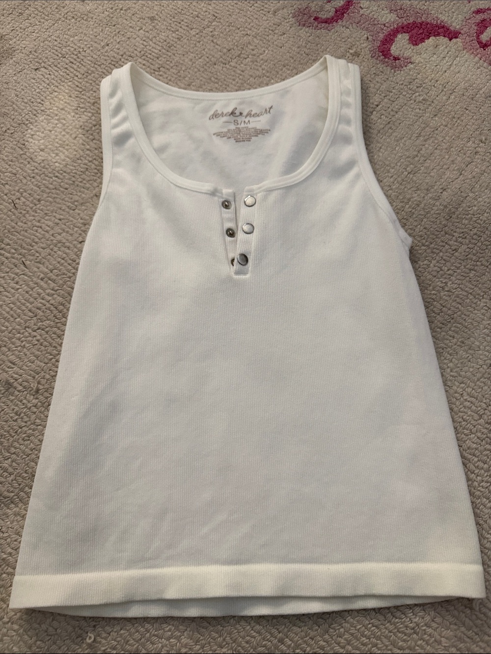 Cherokee White Girls' Henley Ribbed Tank Top